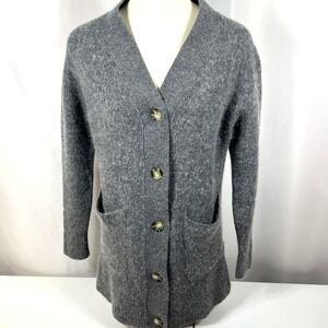 Quince Women's Gray Merino Wool Alpaca Mix English Countryside Cardigan Size XL
